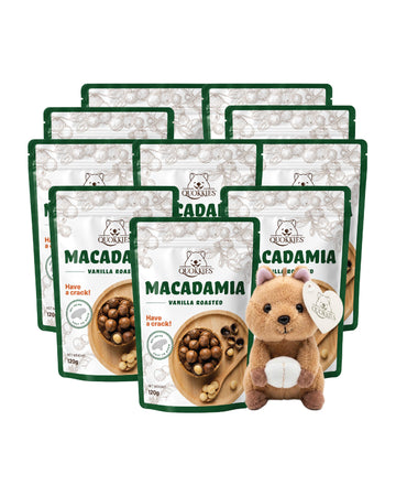 [Bundle] Macadamia Vanilla Roasted In Shell 120G x 10 (1 Free Quokka Bag Charm)