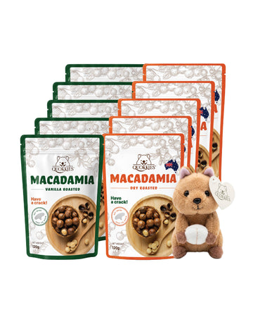 [Bundle] Macadamia Vanilla Roasted 120g x 5 + Dry Roasted 120g x 5 (1 Free Quokka Bag Charm)